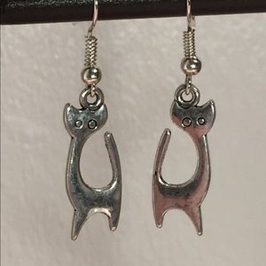 4/$15 ~ Silver Cat Charm Earrings